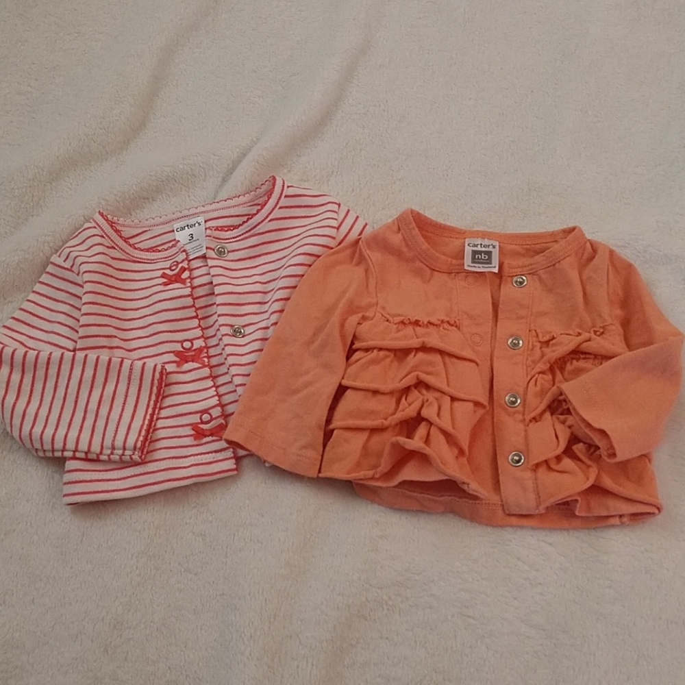 Carters Cardigans, Size 3 Months and Newborn